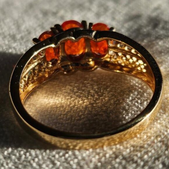 Mexican Fire Opal 14K Gold Ring - Picture 2 of 7